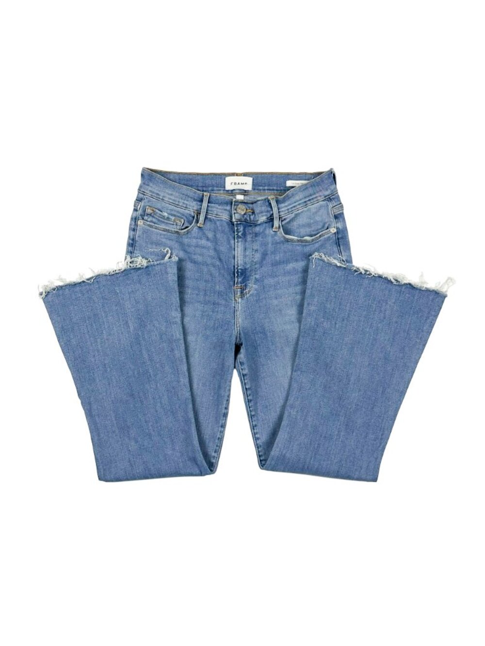 FRAME Le Crop Mini Boot Jeans Raw Hem Flare 28 Morning Blue LCFRA291 - Picture 6 of 14